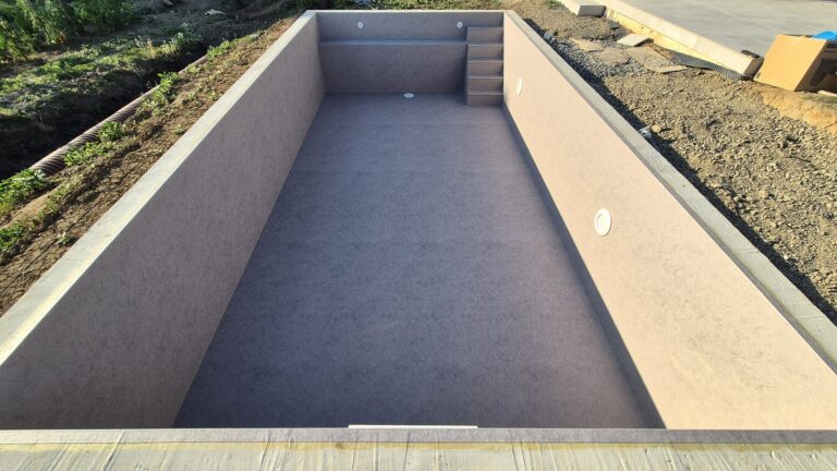 Murovaný bazén s fóliou HAOGENPLAST Stoneflex Ivory 3D