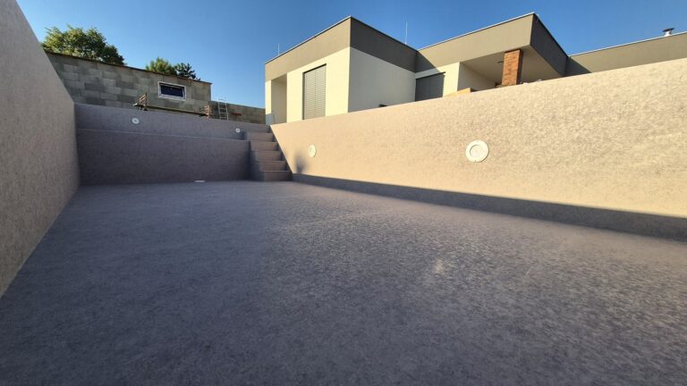 Murovaný bazén s fóliou HAOGENPLAST Stoneflex Ivory 3D