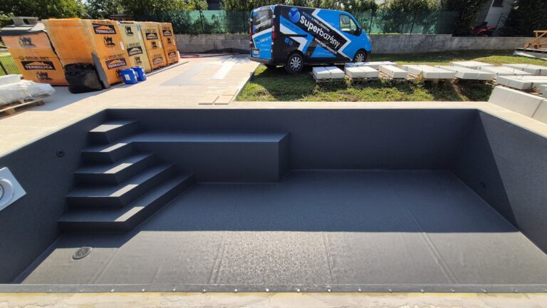 Murovaný bazén s fóliou HAOGENPLAST 3D-UNI DARK GREY