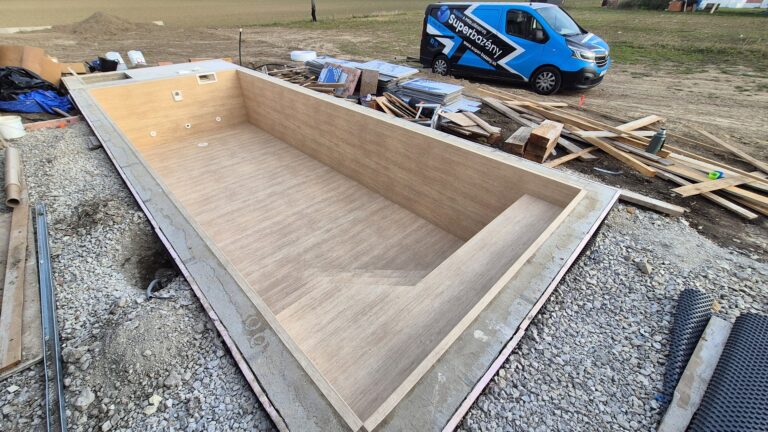 Murovaný bazén s fóliou HAOGENPLAST Larch Fresco 3D