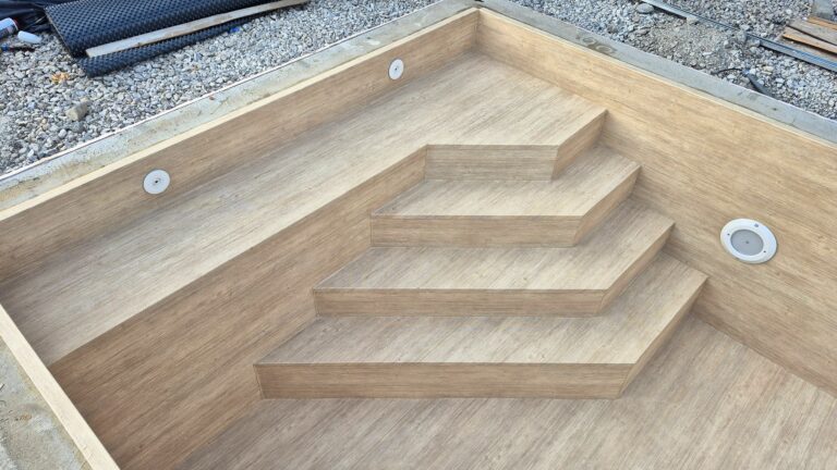 Murovaný bazén s fóliou HAOGENPLAST Larch Fresco 3D